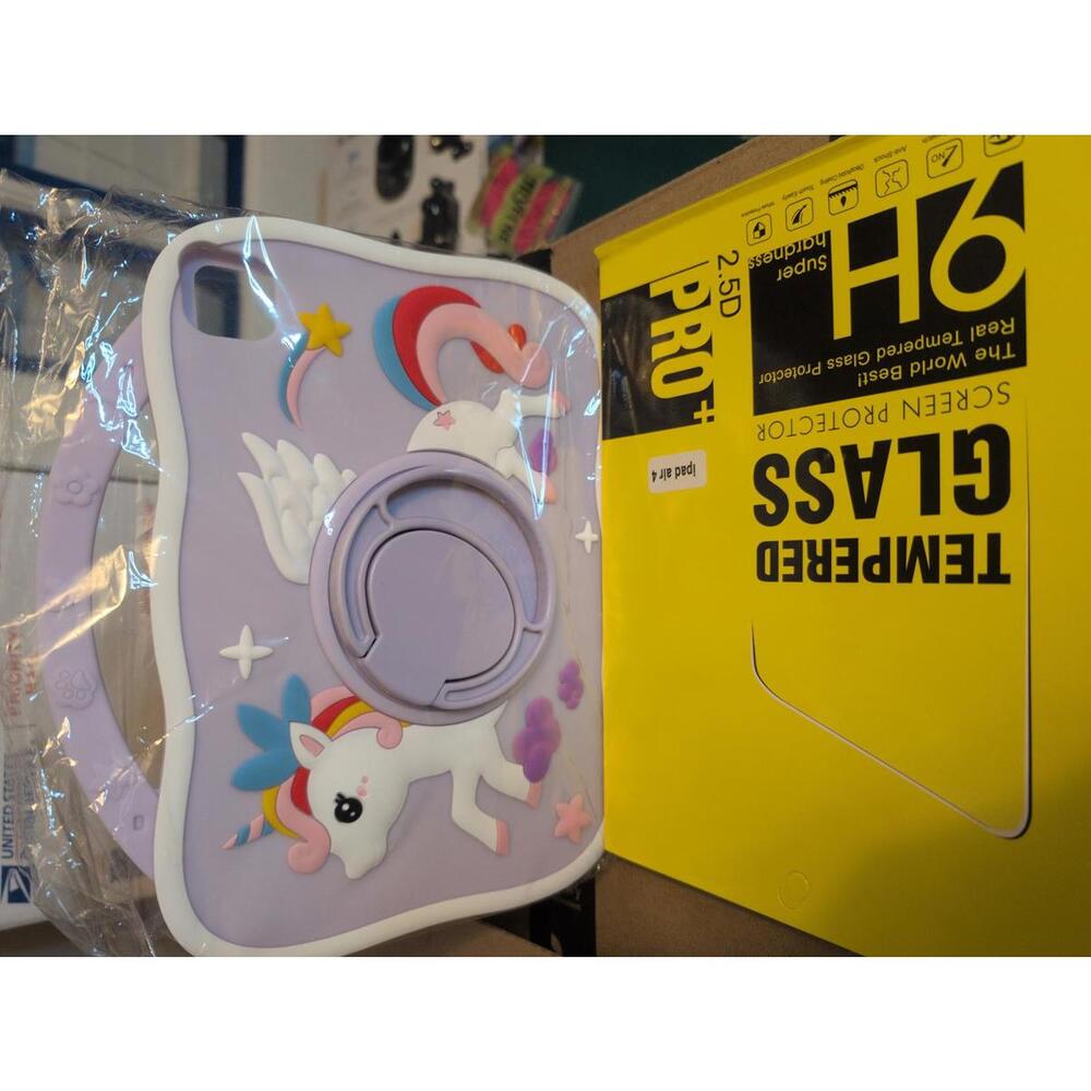 Unicorn-Themed iPad Air 4 Case with Tempered Glass Protector